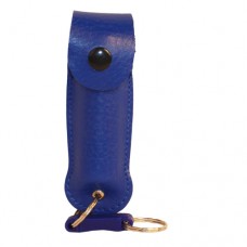 Pepper Shot 1.2% MC 1/2 oz pepper spray leatherette holster and quick release keychain blue
