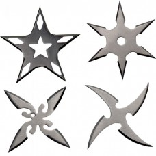 2.5” Steel Throwing Star with Pouch 4pc Set